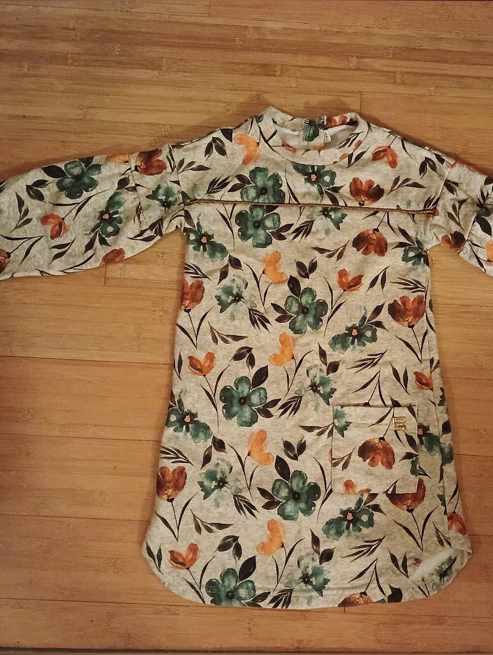 deux par deux Grey Tunic with Blue & Orange Floral Print